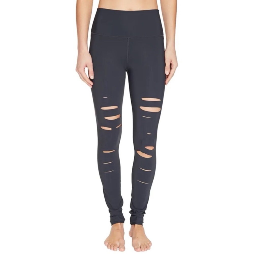 Alo Yoga Grey Ripped Warrior Leggings Size XS